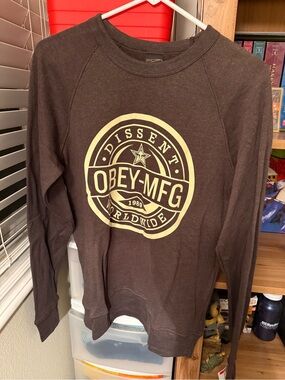 Obey Brown Sweatshirt with Cream Graphic Logo